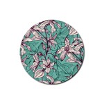 Vintage Floral Pattern Rubber Coaster (Round) 