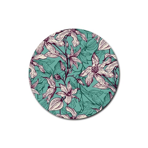 Vintage Floral Pattern Rubber Round Coaster (4 pack)  from ArtsNow.com Front