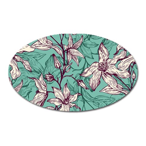 Vintage Floral Pattern Oval Magnet from ArtsNow.com Front