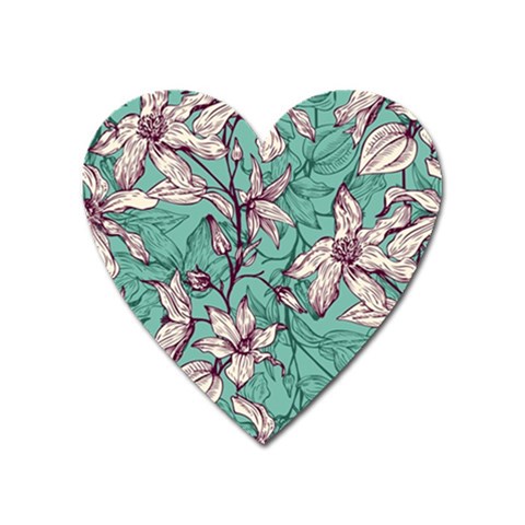 Vintage Floral Pattern Heart Magnet from ArtsNow.com Front