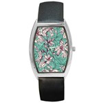 Vintage Floral Pattern Barrel Style Metal Watch