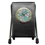Vintage Floral Pattern Pen Holder Desk Clock