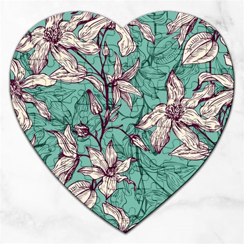Vintage Floral Pattern Jigsaw Puzzle (Heart) from ArtsNow.com Front
