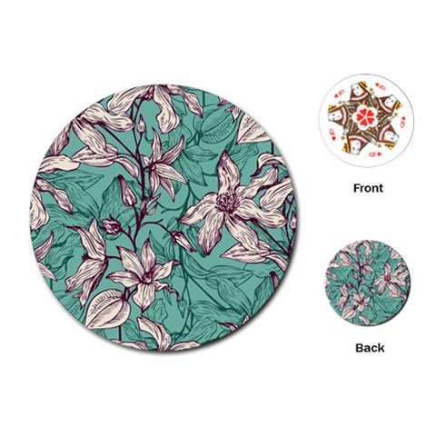 Vintage Floral Pattern Playing Cards Single Design (Round) from ArtsNow.com Front