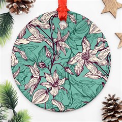Vintage Floral Pattern Round Ornament (Two Sides) from ArtsNow.com Front