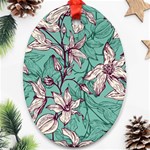 Vintage Floral Pattern Oval Ornament (Two Sides)