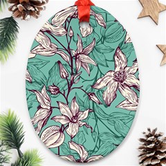 Vintage Floral Pattern Oval Ornament (Two Sides) from ArtsNow.com Back