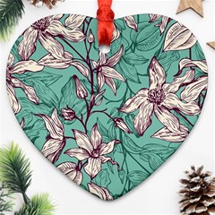 Vintage Floral Pattern Heart Ornament (Two Sides) from ArtsNow.com Front