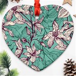 Vintage Floral Pattern Heart Ornament (Two Sides)