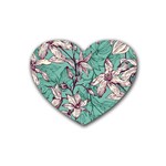 Vintage Floral Pattern Rubber Coaster (Heart) 