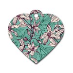 Vintage Floral Pattern Dog Tag Heart (One Side)
