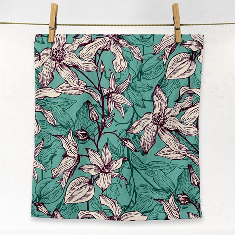 Vintage Floral Pattern Face Towel from ArtsNow.com Front