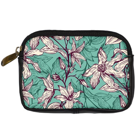 Vintage Floral Pattern Digital Camera Leather Case from ArtsNow.com Front