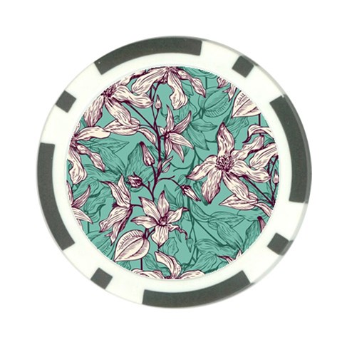 Vintage Floral Pattern Poker Chip Card Guard (10 pack) from ArtsNow.com Front