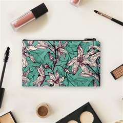 Vintage Floral Pattern Cosmetic Bag (Small) from ArtsNow.com Back