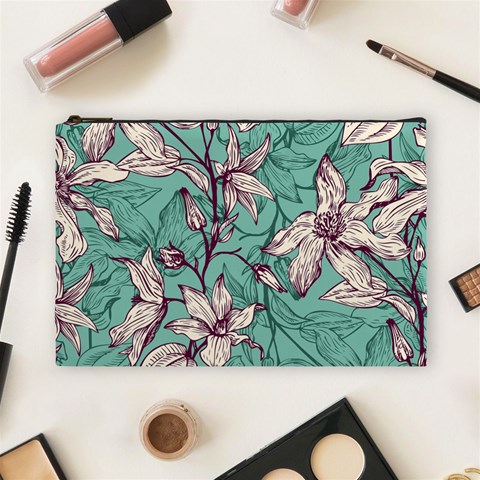 Vintage Floral Pattern Cosmetic Bag (Large) from ArtsNow.com Front