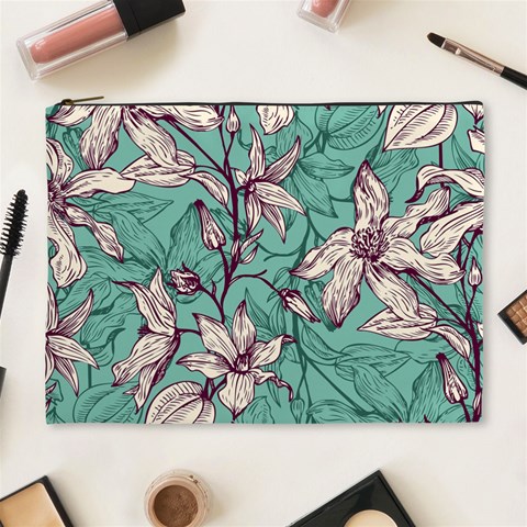 Vintage Floral Pattern Cosmetic Bag (XL) from ArtsNow.com Front
