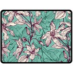 Vintage Floral Pattern Fleece Blanket (Large) 
