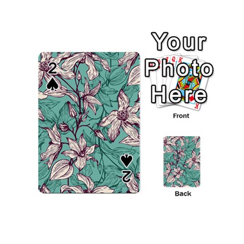 Vintage Floral Pattern Playing Cards 54 Designs (Mini) from ArtsNow.com Front - Spade2