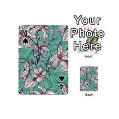 Vintage Floral Pattern Playing Cards 54 Designs (Mini) from ArtsNow.com Front - Spade4