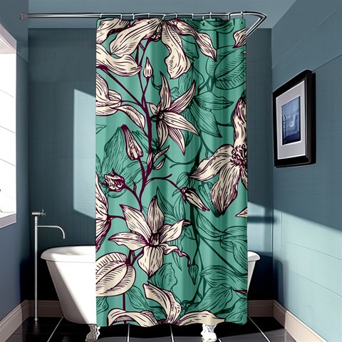 Vintage Floral Pattern Shower Curtain 36  x 72  (Stall)  from ArtsNow.com Curtain(36 X72 ) - 33.26 x66.24  Curtain(36 X72 )