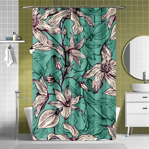 Vintage Floral Pattern Shower Curtain 48  x 72  (Small)  from ArtsNow.com Curtain(48  X 72 ) - 42.18 x64.8  Curtain(48  X 72 )
