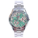 Vintage Floral Pattern Stainless Steel Analogue Watch