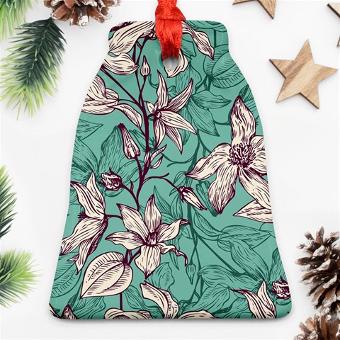 Vintage Floral Pattern Ornament (Bell) from ArtsNow.com Front