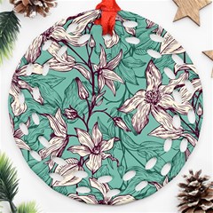 Vintage Floral Pattern Round Filigree Ornament (Two Sides) from ArtsNow.com Front