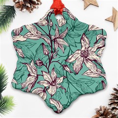 Vintage Floral Pattern Snowflake Ornament (Two Sides) from ArtsNow.com Back