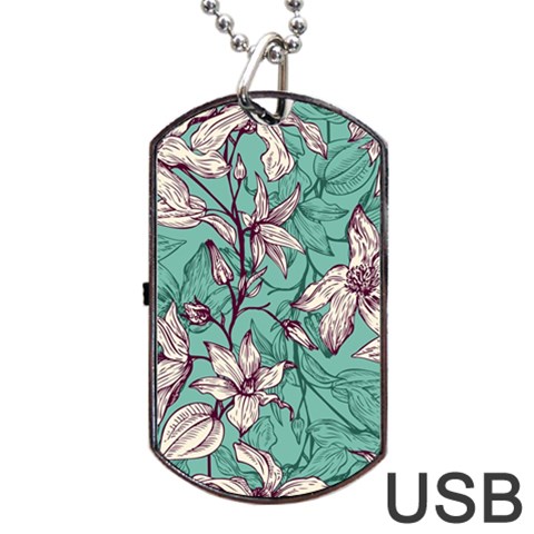 Vintage Floral Pattern Dog Tag USB Flash (One Side) from ArtsNow.com Front