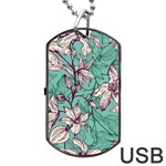Vintage Floral Pattern Dog Tag USB Flash (Two Sides)