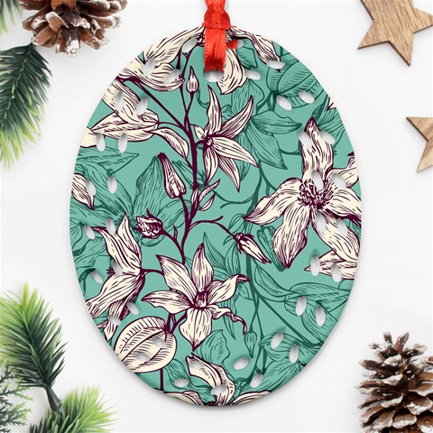 Vintage Floral Pattern Ornament (Oval Filigree) from ArtsNow.com Front