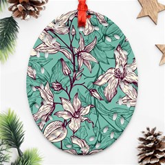 Vintage Floral Pattern Oval Filigree Ornament (Two Sides) from ArtsNow.com Back