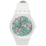 Vintage Floral Pattern Round Plastic Sport Watch (M)