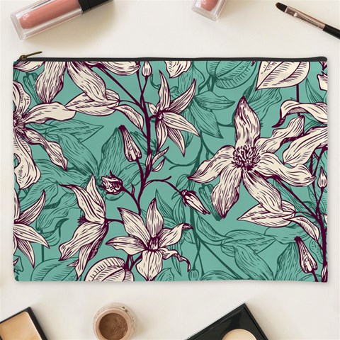 Vintage Floral Pattern Cosmetic Bag (XXXL) from ArtsNow.com Front