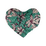 Vintage Floral Pattern Standard 16  Premium Heart Shape Cushions