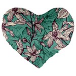 Vintage Floral Pattern Large 19  Premium Heart Shape Cushions