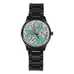 Vintage Floral Pattern Stainless Steel Round Watch