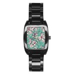 Vintage Floral Pattern Stainless Steel Barrel Watch