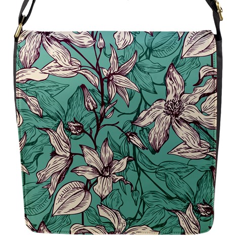 Vintage Floral Pattern Flap Closure Messenger Bag (S) from ArtsNow.com Front