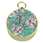 Vintage Floral Pattern Gold Compasses