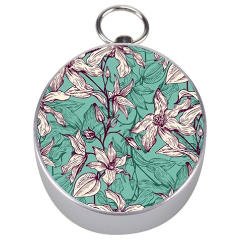 Vintage Floral Pattern Silver Compasses from ArtsNow.com Front