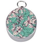 Vintage Floral Pattern Silver Compasses