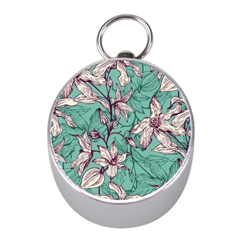 Vintage Floral Pattern Mini Silver Compasses from ArtsNow.com Front