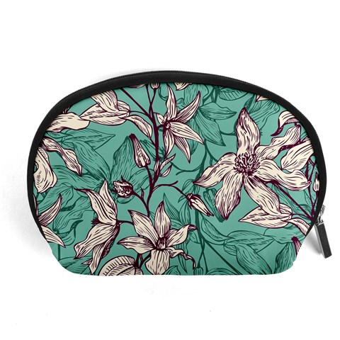 Vintage Floral Pattern Accessory Pouch (Large) from ArtsNow.com Front