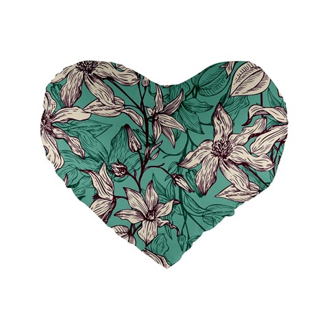 Vintage Floral Pattern Standard 16  Premium Flano Heart Shape Cushions from ArtsNow.com Front