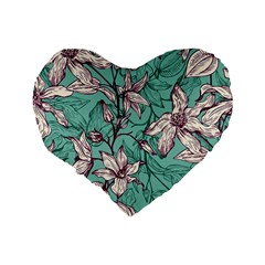 Vintage Floral Pattern Standard 16  Premium Flano Heart Shape Cushions from ArtsNow.com Back