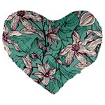 Vintage Floral Pattern Large 19  Premium Flano Heart Shape Cushions
