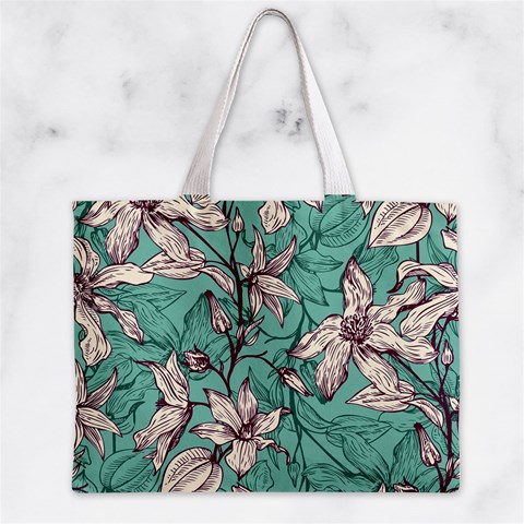 Vintage Floral Pattern Zipper Mini Tote Bag from ArtsNow.com Front